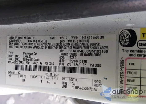 2016 Ford Fiesta Se z USA, uszkodzony, nr VIN 3FADP4BJ0GM103166